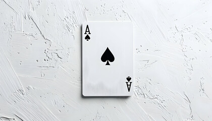 Ace of Spades playing card on textured white background; gambling, luck, risk concept; website banner