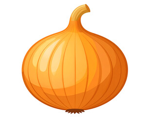 A vibrant, round onion.  It's depicted with  smooth,  shiny exterior, featuring distinct  rings