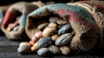 Obraz premium Burlap sacks filled with stones