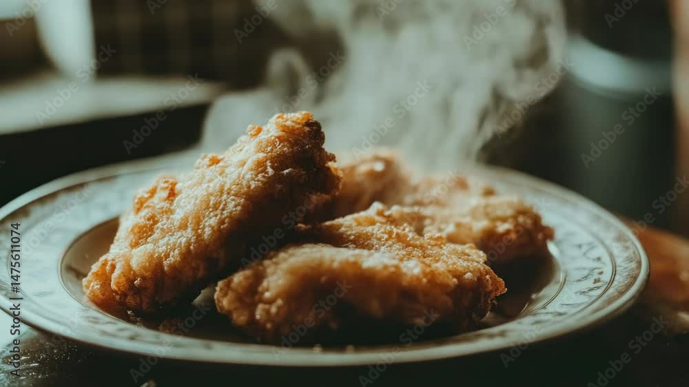 Poster a plate of crispy fried chicken served on a table