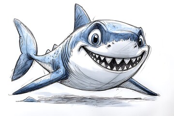 Fototapeta premium Child friendly cartoon shark drawing high resolution picture
