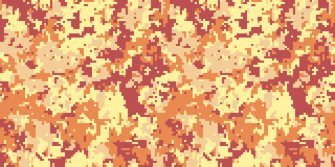 Abstract digital camouflage pattern in warm earth tones.  Perfect for backgrounds, textiles, or militarythemed designs.  The pixelated texture creates a modern, stylish aesthetic.