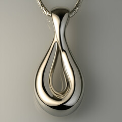 Elegant silver teardrop pendant necklace, studio shot, minimalist background, jewelry catalog image