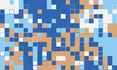 Abstract mosaic pattern in blue, beige, and white.  Perfect for backgrounds, website design, or techrelated projects. Represents data flow, digital complexity, or modern design aesthetics.