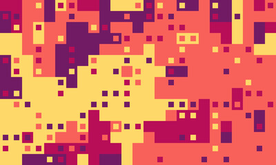 Abstract pixel art background.  Vibrant, warmtoned geometric shapes create a dynamic and energetic design, perfect for tech, website banners, or modern presentations.