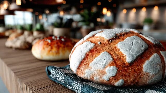 Artisan bread loaf display