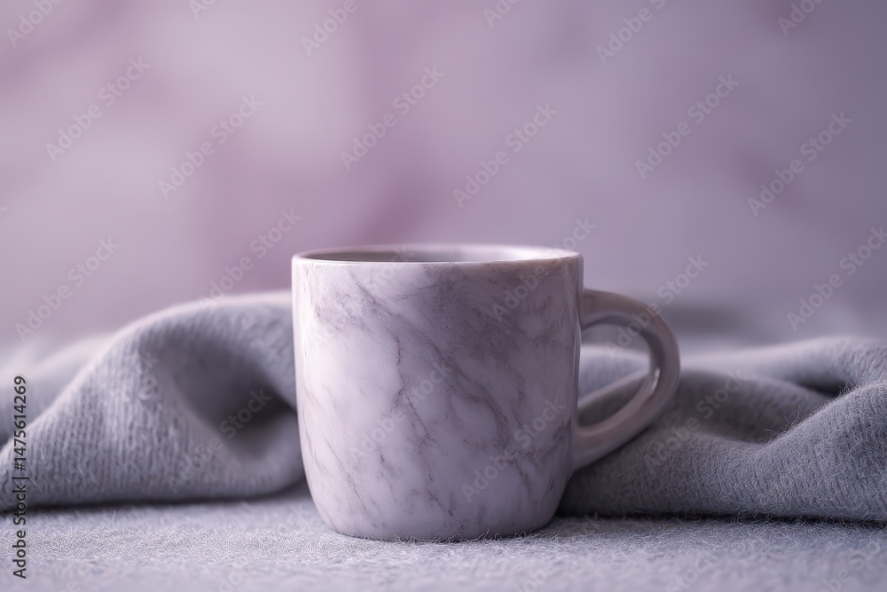 Poster Muted tones surround a delicate stone-patterned cup.