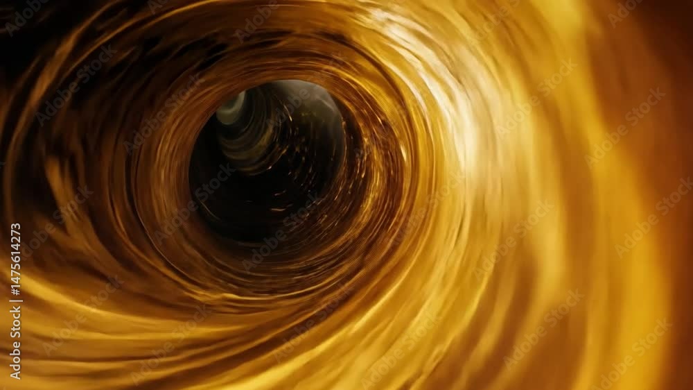 Poster golden spiral tunnel abstract design of swirling patterns and vibrant colors creating depth and moti