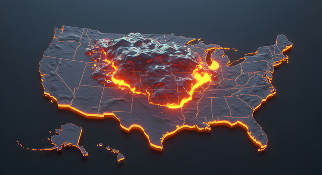 United States Digital Map Depicting High Data Areas with Overlaid Topology
