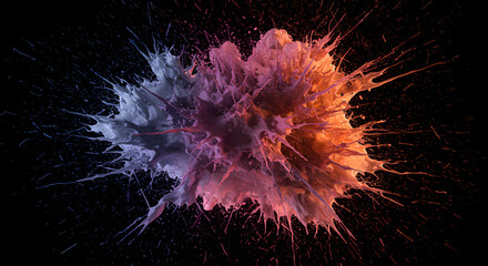 Obraz premium Paint Explosion With Vibrant Hues Splattering Against Black Background