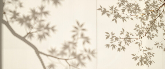 Gentle tree shadows dancing on wall in bright daylight, nature's art