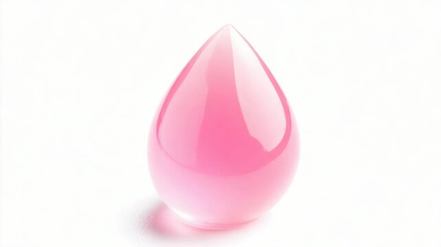 A small pink tear drop-shaped object sits on a clean white surface