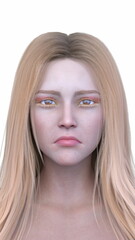 Naklejka premium 女性の顔アップ 3DCGレンダリング