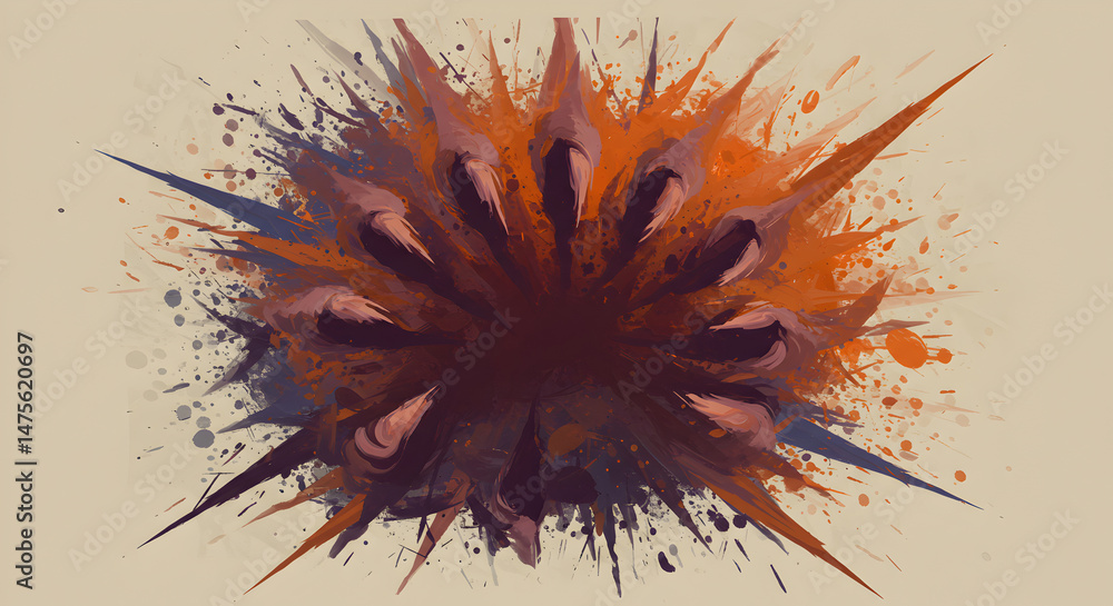 Aufkleber abstract sharp illustration of something exploding in various shades and colors