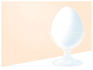 Egg in Egg Cup: Minimalist illustration featuring a pristine egg gracefully displayed in a classic egg cup, against a soft, subtly hued backdrop. a showcase of simplicity and culinary appreciation.