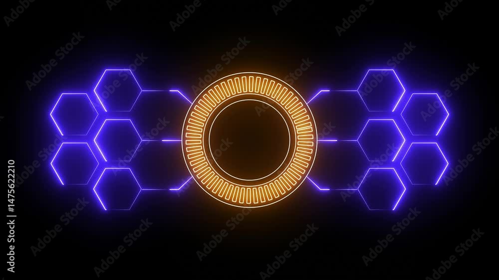 Poster digital hud futuristic motion graphic element blac background. technology hologram frame border and 