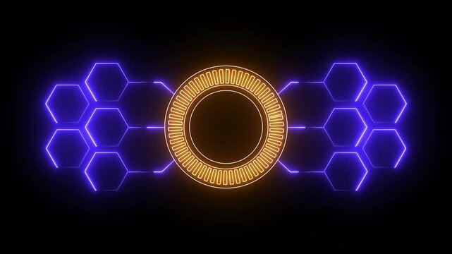 Digital HUD futuristic motion graphic element blac background. Technology hologram frame border and viewfinder element. Graphics around the edges for use in movies, games and animation.
