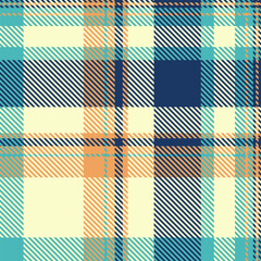 Vibrant pastel plaid pattern in teal, orange, and navy on a creamy background.  Perfect for textile designs, website backgrounds, or fashion illustrations.