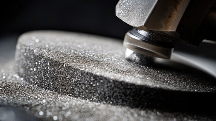 Close-up of gemstone surface being buffed with fine diamond powder on a felt disc
