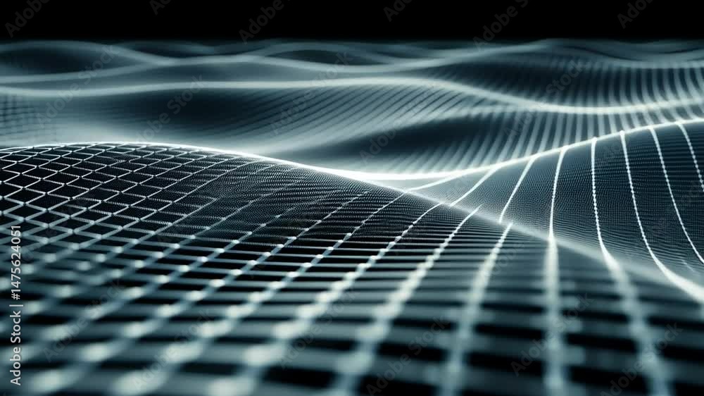 Aufkleber mesmerizing abstract digital landscape flowing waves and grid pattern with light and shadow, creatin