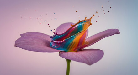 Obraz premium Vibrant Bloom Paint Explosion Delicate Petals Studio Shot Abstract Creation