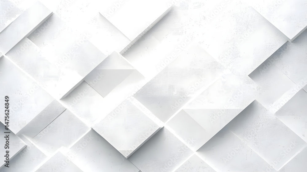 Aufkleber abstract white background with texture pattern, layered geometric triangle shapes, white and grey gl