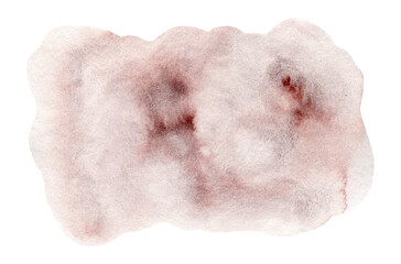 Light hand painting reddish brown and beige textured artistic watercolor cloud shape. Abstract artistic watercolour neutral earth color stain for decoration, painted design, elegant shadow