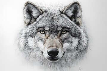 Portrait snowy wolf close up intense gaze high resolution picture