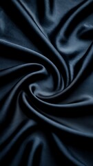 Fototapeta premium Smooth, soft, shiny black silk satin fabric with a rippled texture creates an elegant and luxurious backdrop