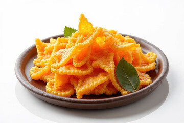 Delicious Japanese Omurice Photography: Rustic Corner, White Background, Clean Style, Studio Glow, High Resolution