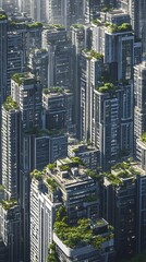 Obraz premium High angle urban cityscape with green roofs