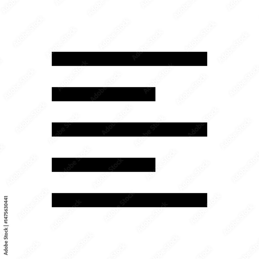 Poster horizontal black bars with varying lengths on a white background creating a striped pattern design e