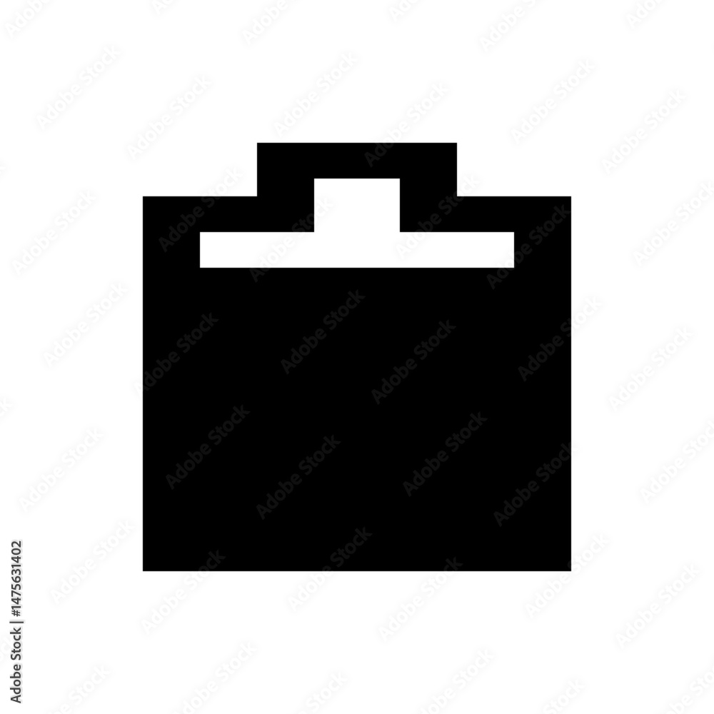 Aufkleber a black rectangle with a white cross shape at the top representing a simple document or clipboard ic