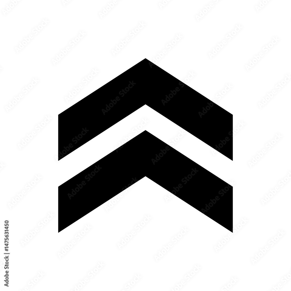 Aufkleber two black chevron shapes stacked vertically with a white background creating a simple graphic design