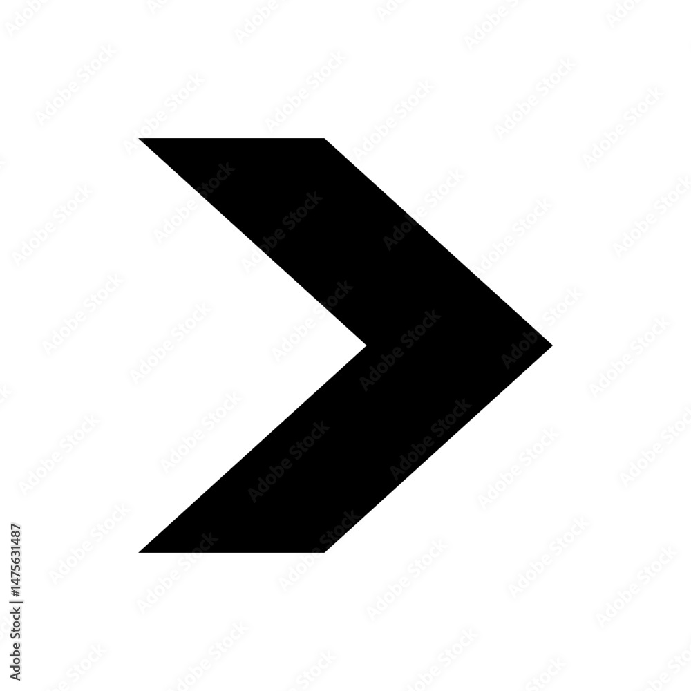 Poster black chevron pointing to the right on a white background indicating direction or navigation element