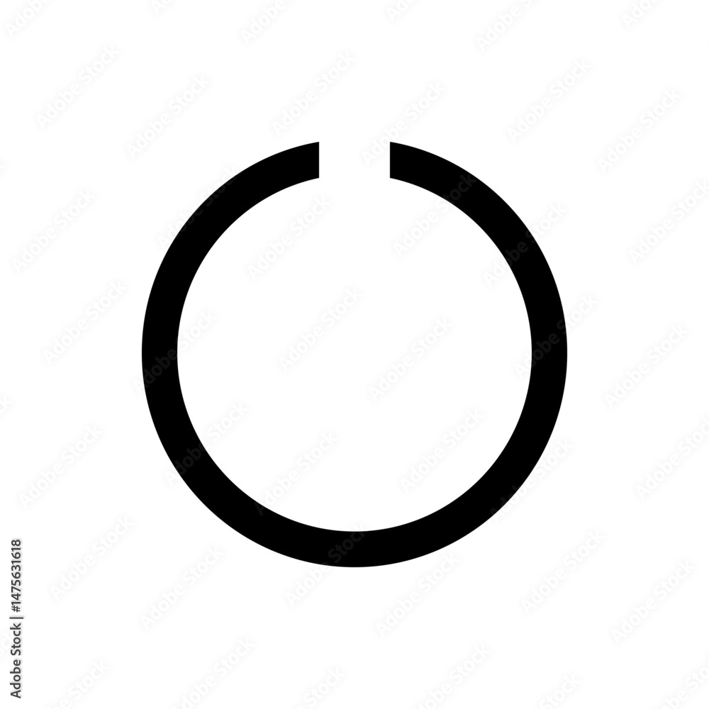 Aufkleber a black open circle with a gap at the top on a white background creating a simple graphic illustrati