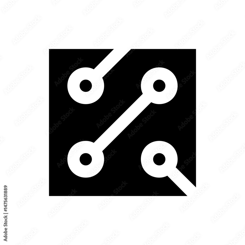Poster white diagonal lines connecting circles on a black background forming a network like structure layou