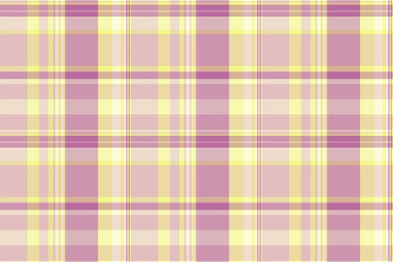 Cell plaid vector textile, row texture tartan pattern. Stripped seamless background fabric check in light and yellow colors.