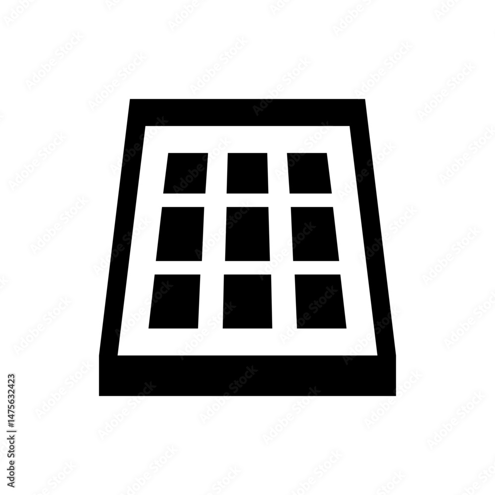 Poster a low angle view of a black and white floor grid pattern with nine squares and a thick border design