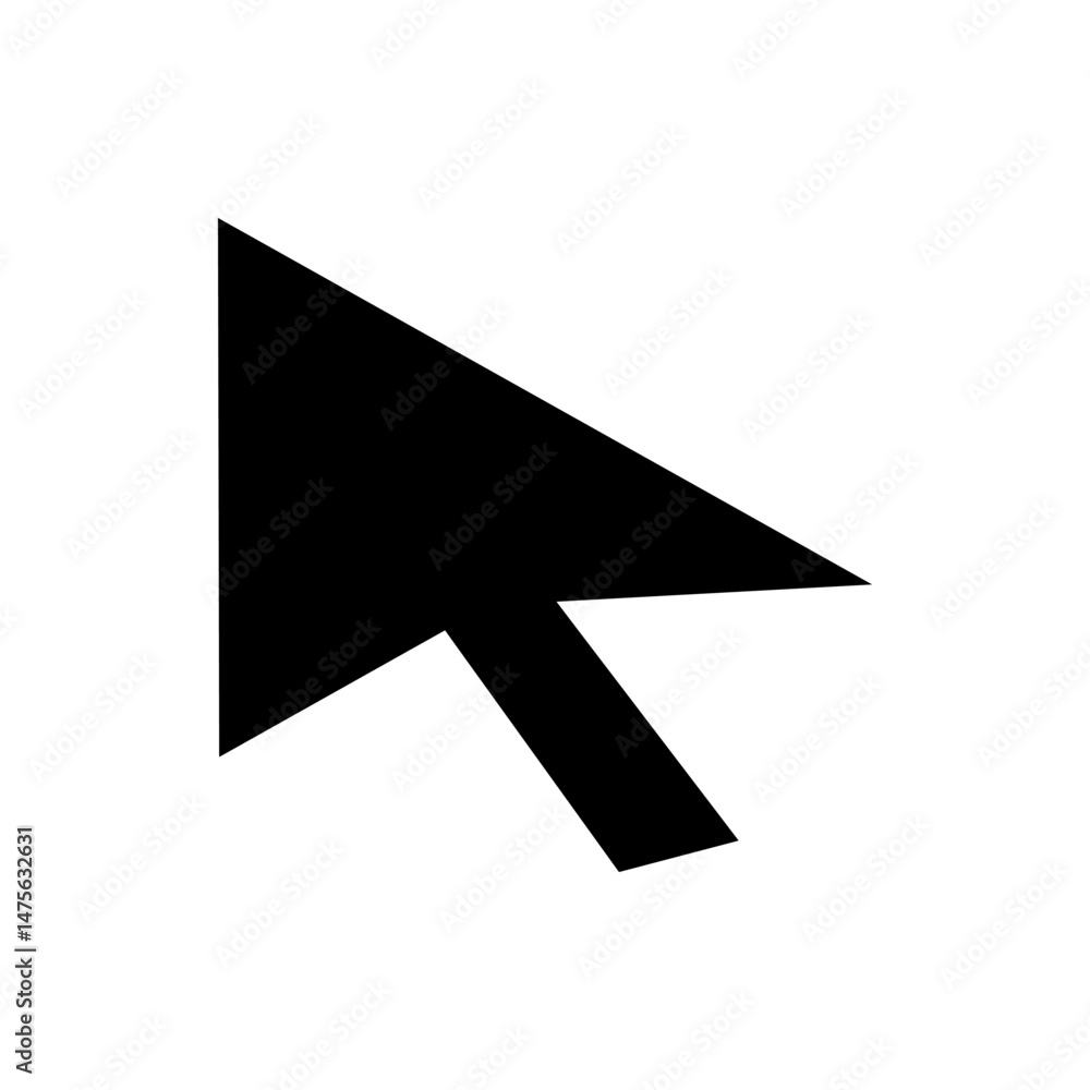 Poster a simple black arrow cursor pointing upwards on a white background in vector graphic illustration st