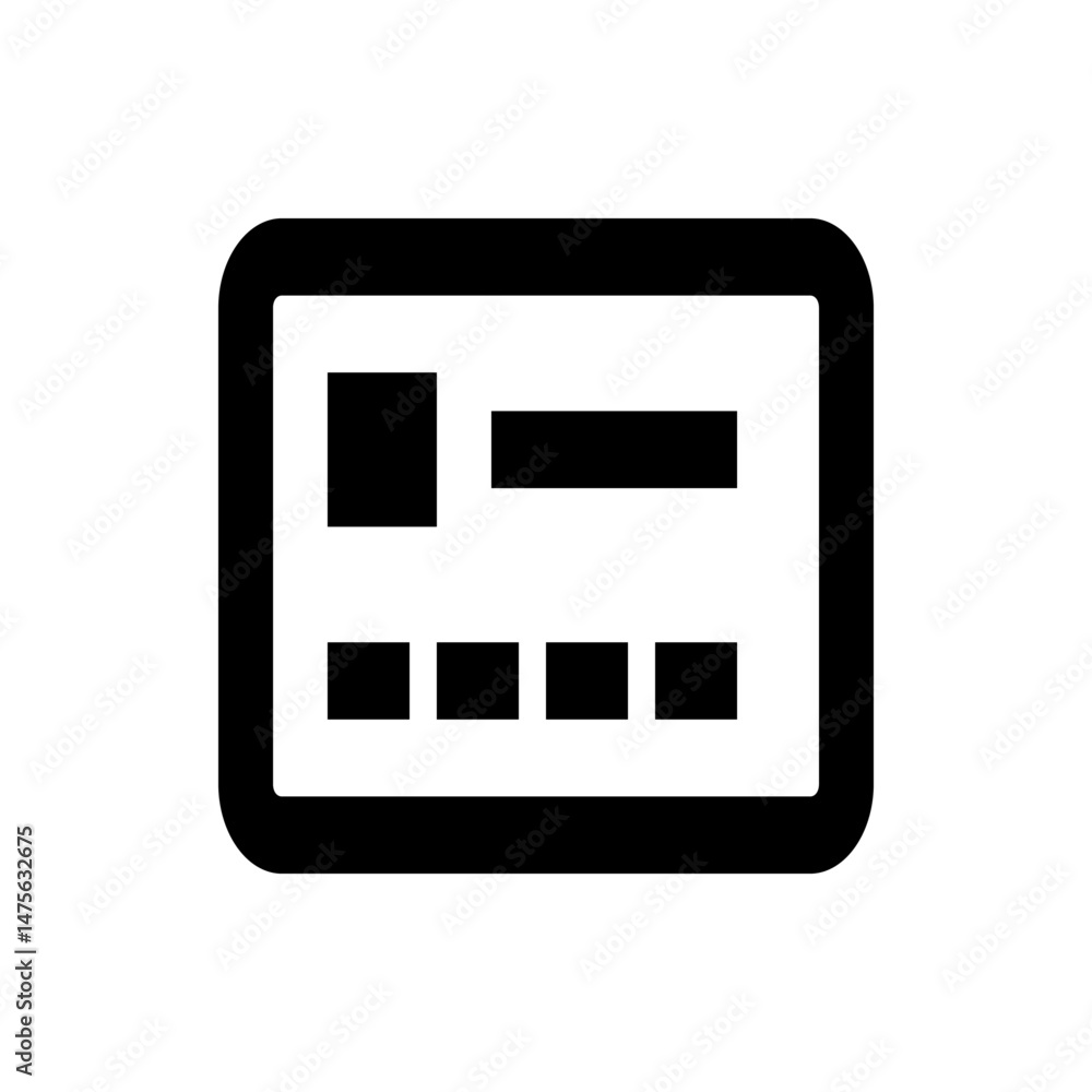 Aufkleber black and white graphic of a rounded rectangle containing several black rectangles of varying sizes 