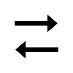 Two horizontal arrows pointing in opposite directions on a white background in a simple graphic style