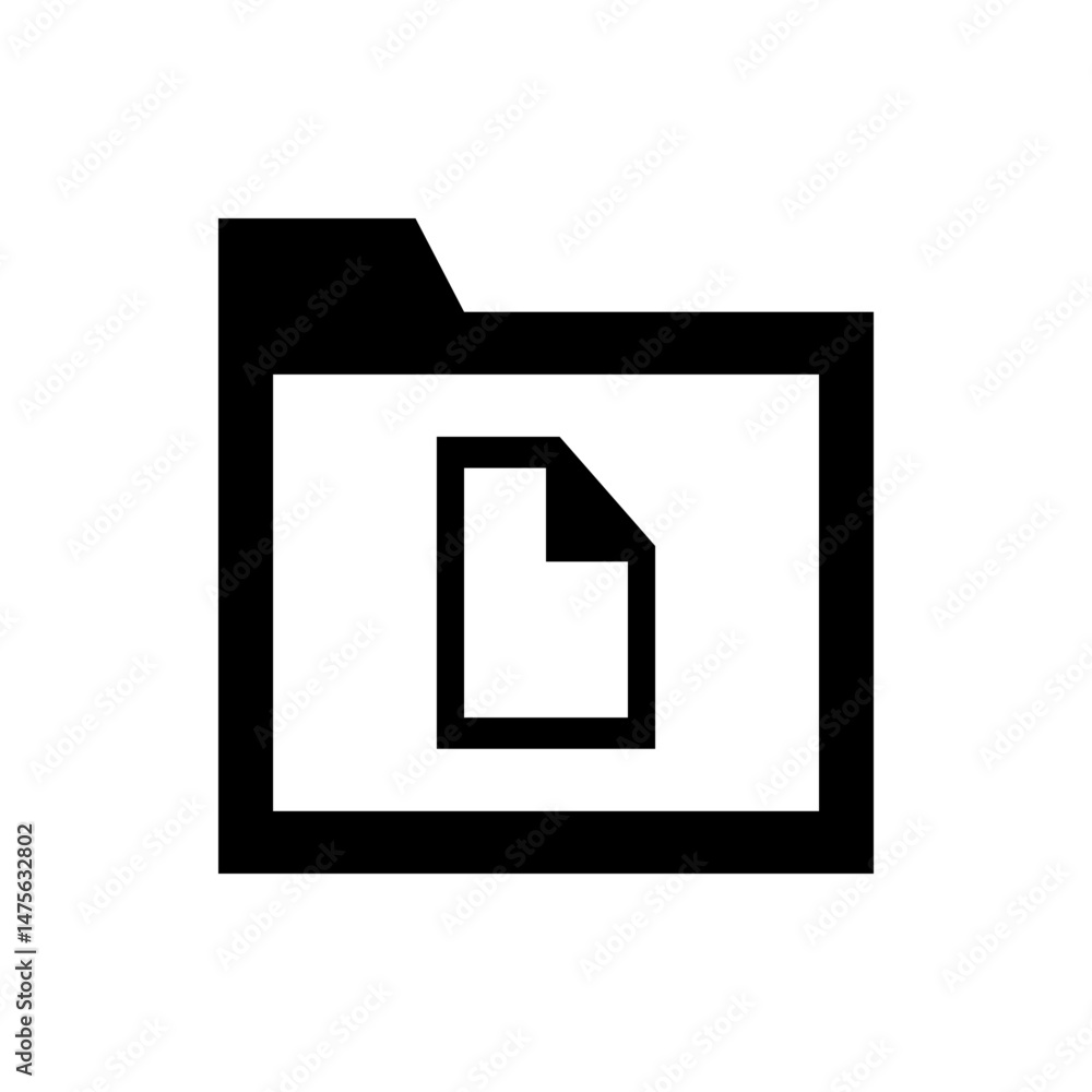 Aufkleber illustration of a document icon inside a folder icon with a folded corner in black and white color s