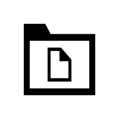Illustration of a document icon inside a folder icon with a folded corner in black and white color scheme