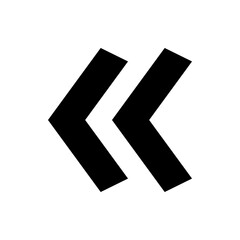 Fototapeta premium Illustration of two bold black chevron arrows pointing to the left on a white background indicating direction