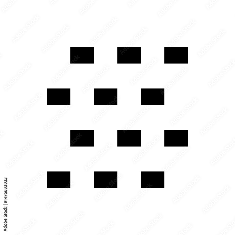 Poster Arrangement of black rectangles on a white background creating a simple geometric visual pattern design element