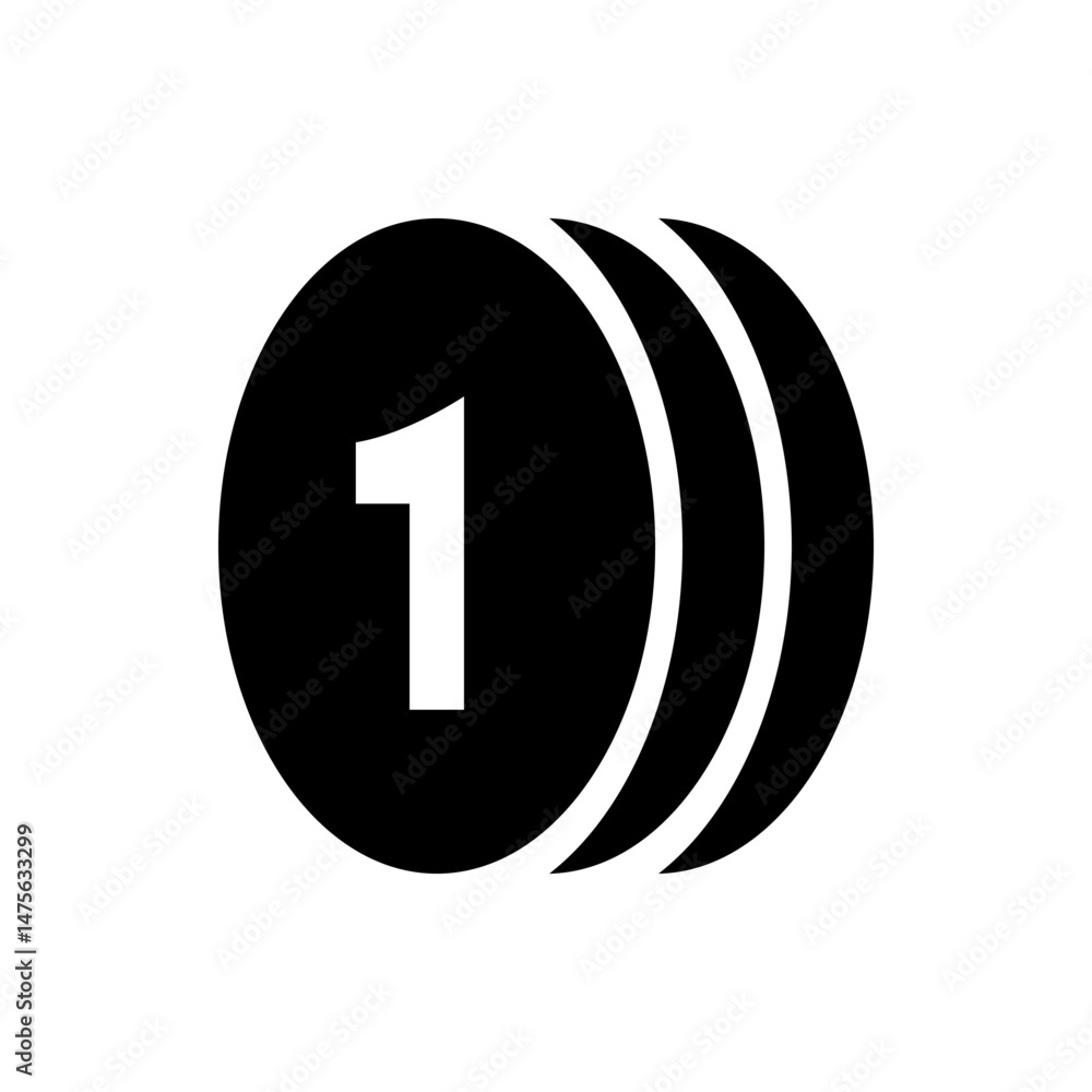 Poster black overlapping circles with a white number one on the first circle in a simple graphic design sty