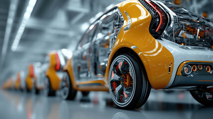 Obraz premium Modern vehicle under construction in production facility