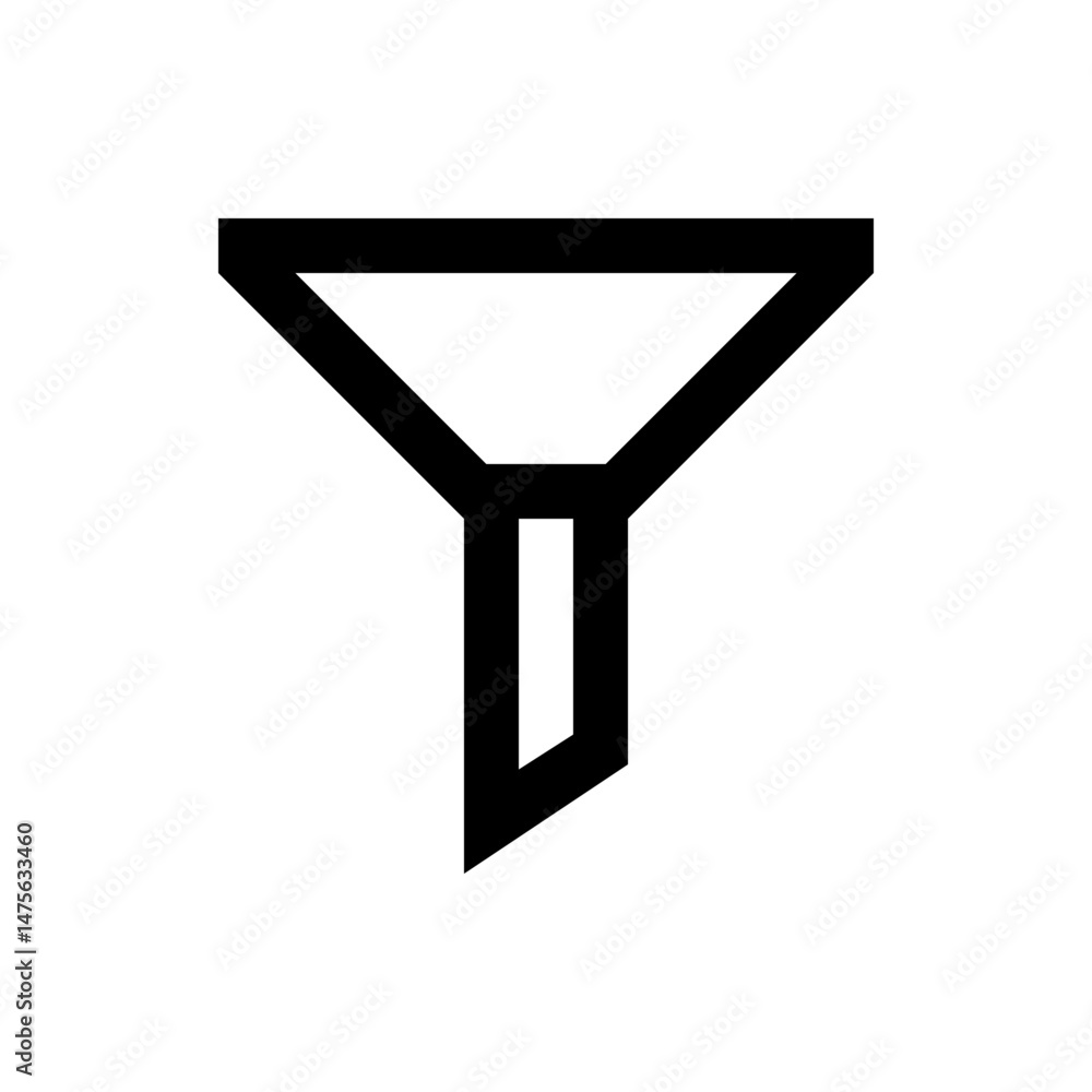 Poster abstract black and white funnel shape with a triangular top and rectangular bottom design illustrati