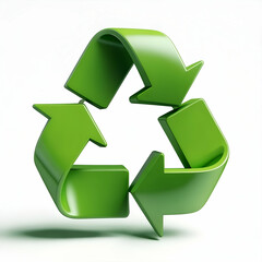 Obraz premium Green Recycling Symbol on White Background